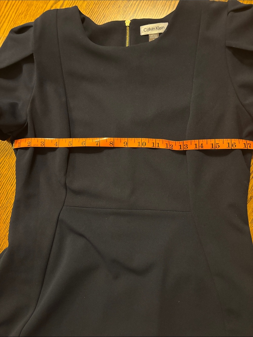 Calvin Klein Navy Puff-Sleeve Midi Sheath Dress - Picture 5 of 5